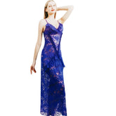 Sexy Long Fishnet Nighty Black Floor Length Long Nightdress Semi Transparent Net Nighty